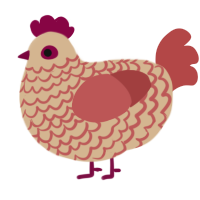 A beige and red chicken with a lace pattern