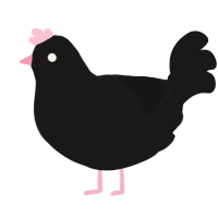 A sable chicken with a half-lace pattern