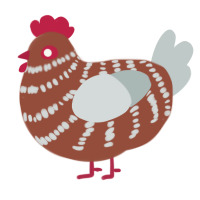 A russet and silver chicken with a bar pattern