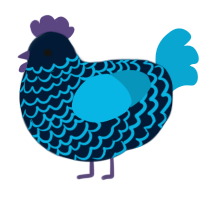 A tumblr and cerulean chicken with a lace pattern