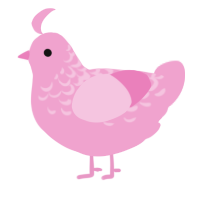 A pink chicken with a half-lace pattern
