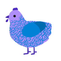 A lilac and sapphire chicken with a double-lace pattern