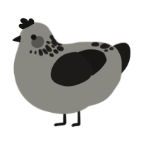 A ash and sable chicken with a neck-speckle pattern