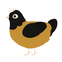 A gold and black chicken with a head pattern