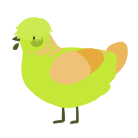 A lime and honey chicken with a neck-speckle pattern