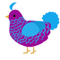 A plum and sky chicken with a lace pattern