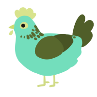 A mint and olive chicken with a neck-speckle pattern