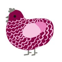 A maroon and pink chicken with a lace pattern