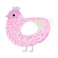 A pink and white chicken with a double-lace pattern