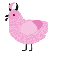 A pink chicken with a double-lace pattern
