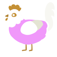 A lavender and white chicken with a head pattern