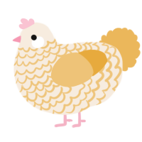 A cream and honey chicken with a lace pattern