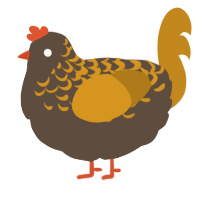 A bark and ochre chicken with a half-lace pattern