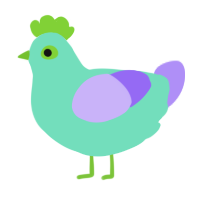 A mint and lilac chicken