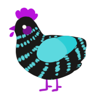 A sable and aqua chicken with a bar pattern