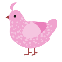 A pink chicken with a speckle pattern