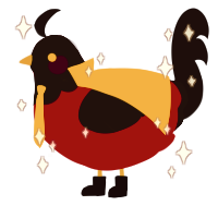 A crimson and sable chicken with a head pattern
