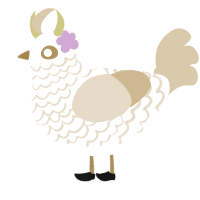A cream and honey chicken with a lace pattern