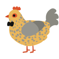 A honey and ash chicken with a speckle pattern