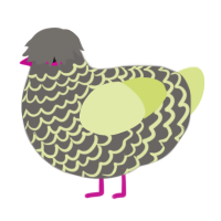 A grey and lemon chicken with a lace pattern