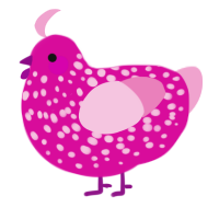 A fuchsia and pink chicken with a speckle pattern