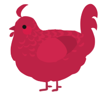A crimson chicken with a half-lace pattern