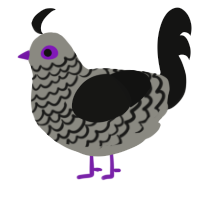 A ash and black chicken with a lace pattern