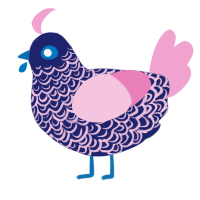 A navy and pink chicken with a double-lace pattern