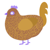A brown and gold chicken with a double-lace pattern