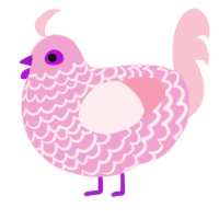 A pink and rose chicken with a lace pattern