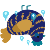 Lapis Lazuli, a navy and gold chicken with a bar pattern
