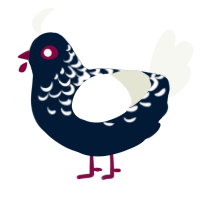 A tumblr and white chicken with a half-lace pattern