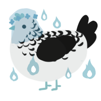 A silver and black chicken with a half-lace pattern