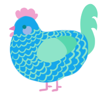 A sky and mint chicken with a lace pattern