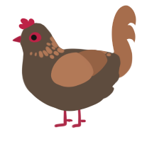 A bark and brown chicken with a neck-speckle pattern