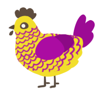 Fire, a yellow and plum chicken with a lace pattern