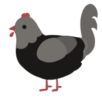 A sable and grey chicken with a head pattern
