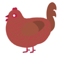 A red and russet chicken with a lace pattern