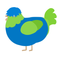 A sapphire and grass chicken with a head pattern