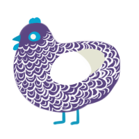 A overcast and white chicken with a double-lace pattern