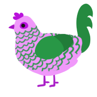 A lavender and viridian chicken with a lace pattern