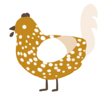A ochre and cream chicken with a speckle pattern