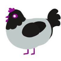 A silver and sable chicken with a head pattern