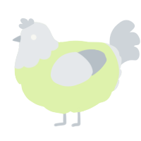 A apple and mist chicken with a head pattern