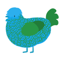 Terra Firma, a sky and viridian chicken with a double-lace pattern