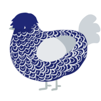 A navy and mist chicken with a double-lace pattern