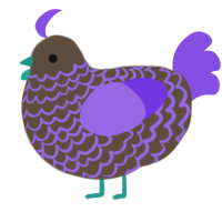 A bark and blurple chicken with a lace pattern