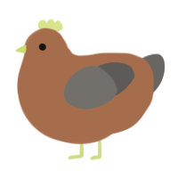 A brown and grey chicken
