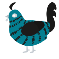 A sea and sable chicken with a bar pattern