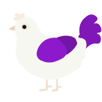 A white and violet chicken